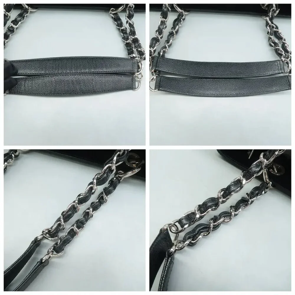 100% Authentic CHANEL Grand shopping Black Leather Shoulder Bag - Picture 8 of 12